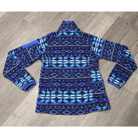 Free Country Blue Aztec Zip up Fleece Jacket Sweater - Picture 3 of 7
